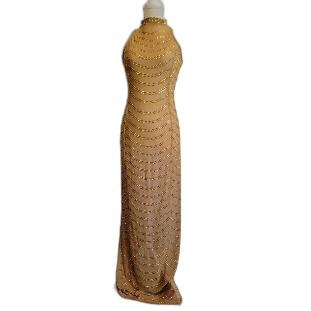 JIHAE Women's Sexy Tight Sheer High Neck Open Back Dress Size Medium